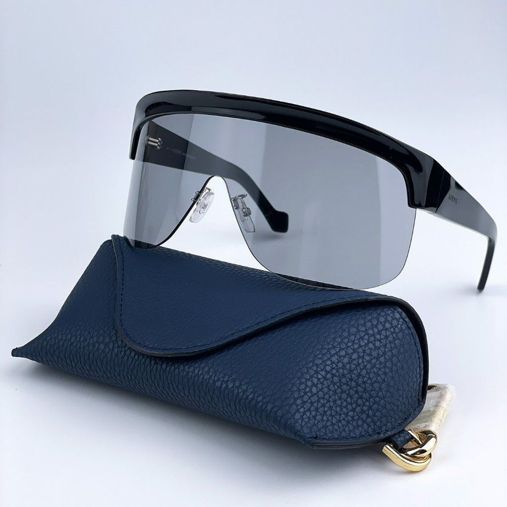 Loewe Black Shield Sunglasses with Gray Gradient Lenses